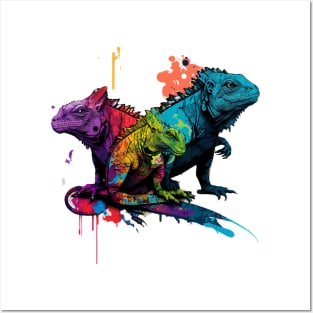 Colorful Iguana Art Posters and Art